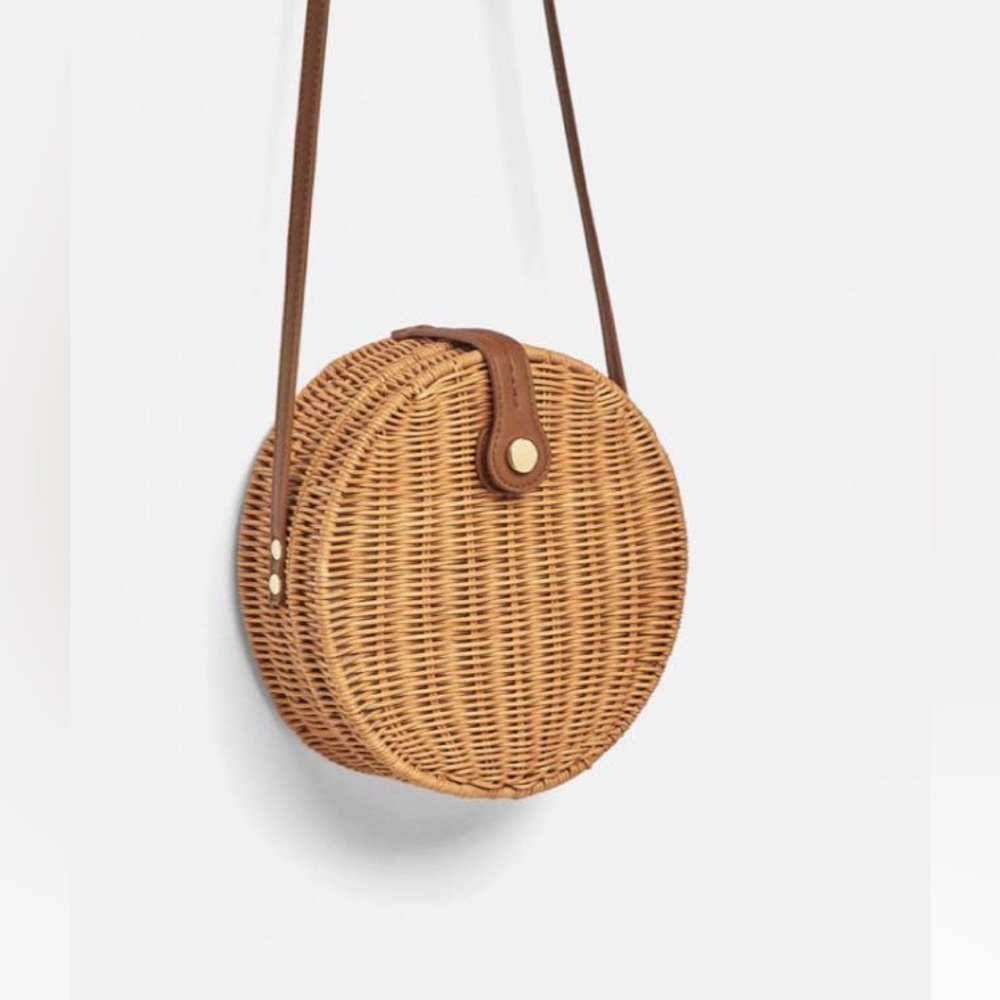 Zara Tan Woven Shoulder Bag